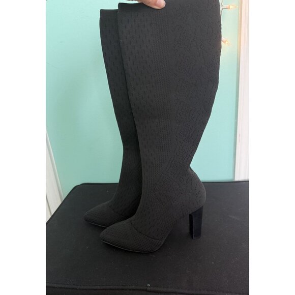 Charles by Charles David Black Stretch Knit Pull on Boots Size 7 - Picture 1 of 7